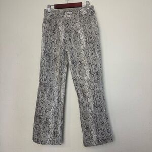 Lucky Brand Gray Snakeskin Pattern Ava Crop‎ Mini Boot Denim Jeans